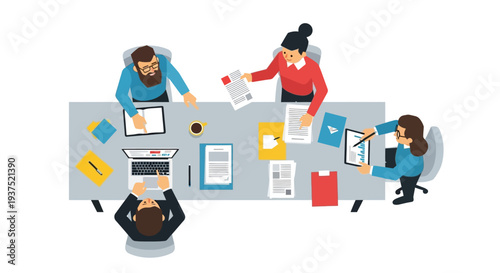 Team Meeting Office Workspace Collaboration Discussion.