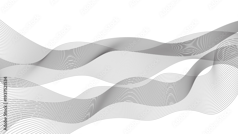 Fototapeta premium Thin grey wavy lines background
