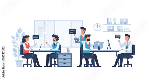 Business Professionals Working at Office Desks.