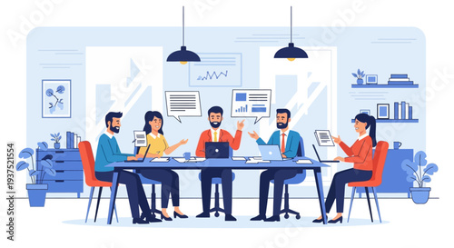 Group of Business Professionals Meeting Together.