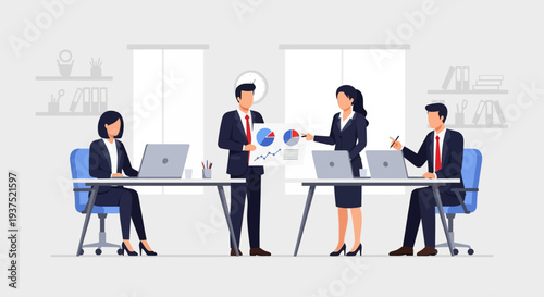 Business Professionals Working Together in Modern Office.