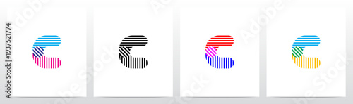 Horizontal Vertical Diagonal Lines Letter Initial Logo Design C