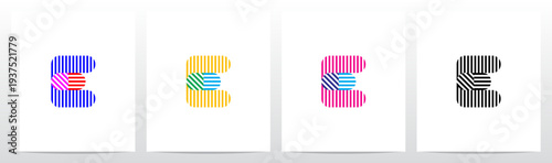Horizontal Vertical Diagonal Lines Letter Initial Logo Design E