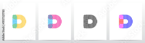 Horizontal Vertical Diagonal Lines Letter Initial Logo Design D