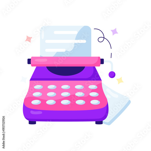 A colored design illustration of typewriter 