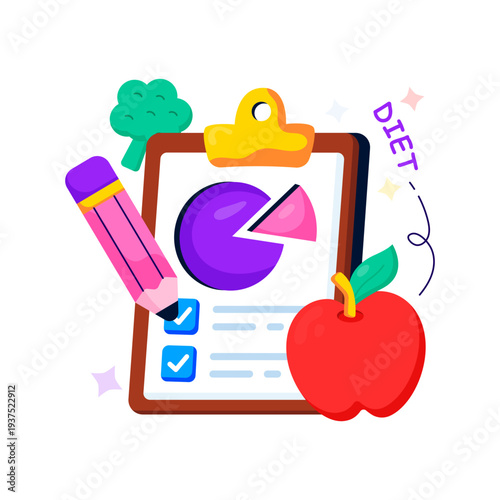 Conceptual flat design illustration of diet chart