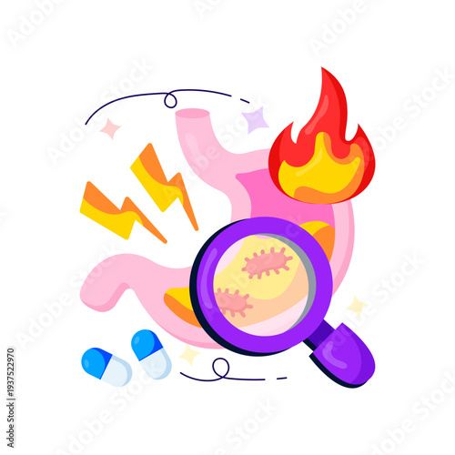 Editable design illustration of stomach diagnosis 
