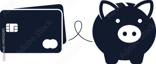 Piggy bank and wallet with money transfer