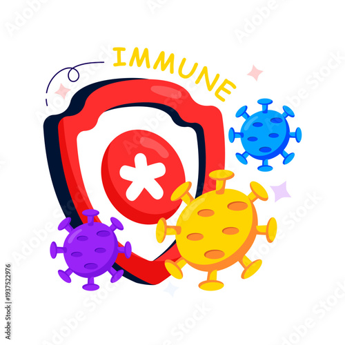 A colored design illustration of virus protection