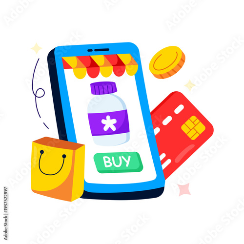 A unique design illustration of buy medicine online 