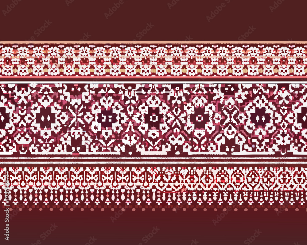 Αυτοκόλλητο Intricate geometric pattern with maroon and white color scheme