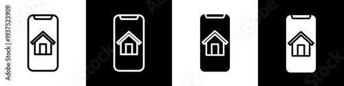 Online rental black and white icon design concept