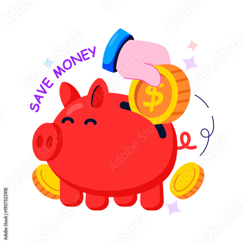Modern design illustration of piggy bank, savings vector 
