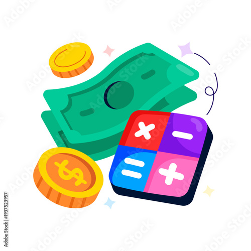 Editable vector design of money calculation