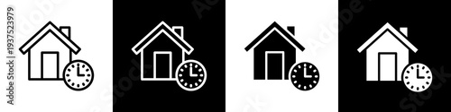Time rental black and white icon design concept