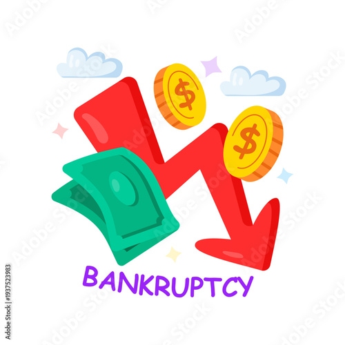 An eye catching design illustration of bankruptcy 