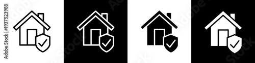 Shield black and white icon design concept