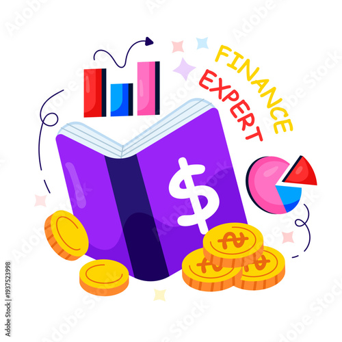 A trendy design illustration of finance book 