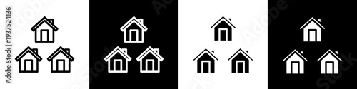 House rental black and white icon design concept
