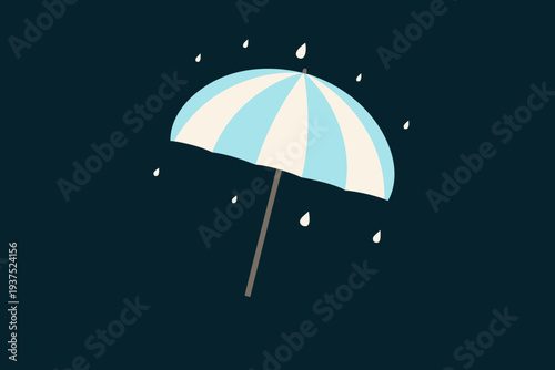 A simple illustration of a pale blue and white striped umbrella