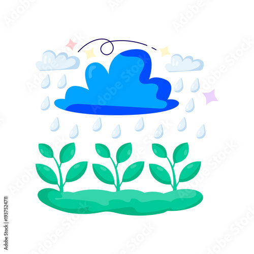 A colored design illustration of agriculture rainfall 