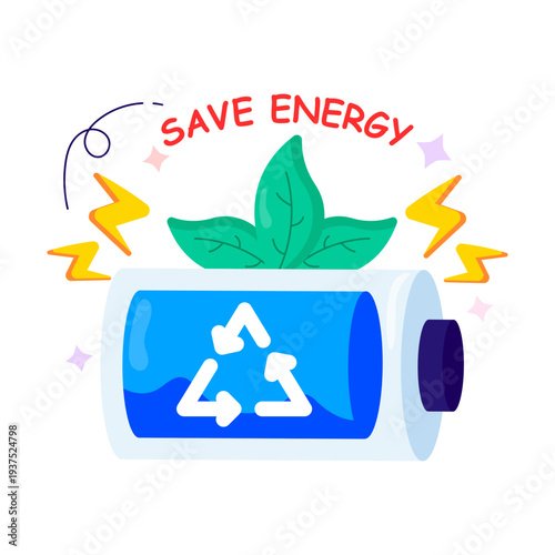 Editable design illustration of electric battery recycling 
