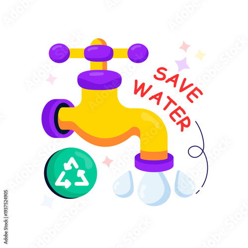 A unique design illustration of save water 