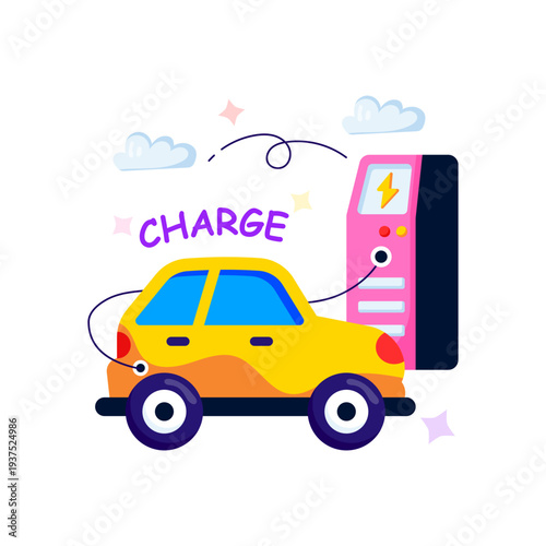 An illustration design of electric car 