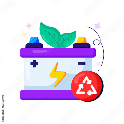 Editable design illustration of electric battery recycling 