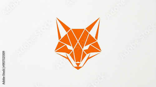 Abstract Polygonal Fox Head Logo with Geometric Triangle Shapes