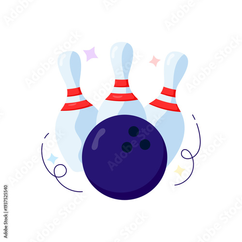 Skittles with ball showcasing concept of bowling game