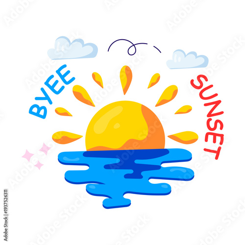 A perfect design illustration of ocean sunset 