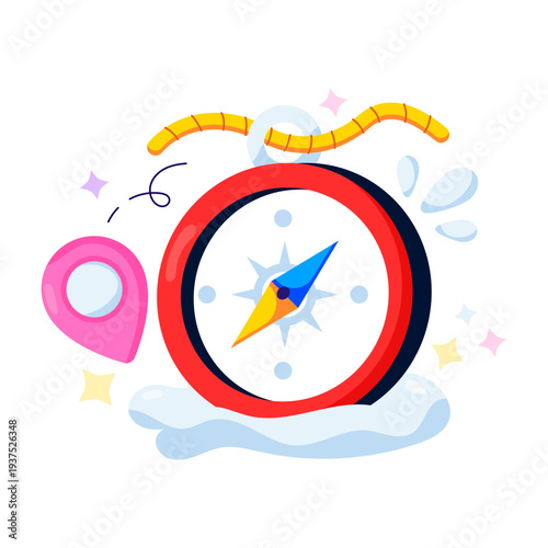 Flat design illustration of compass