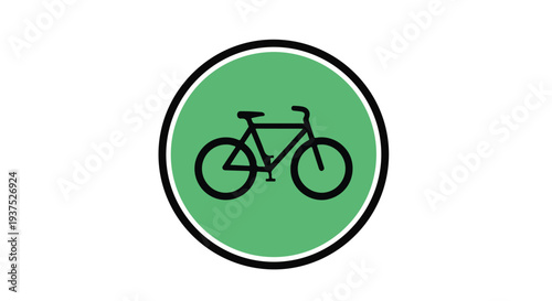 Green road sign with a bicycle icon on a white background