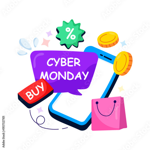 A trendy design illustration of cyber monday sale 