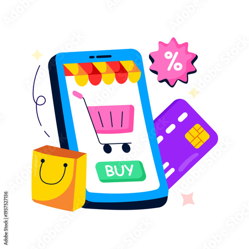 Perfect design illustration of online shop