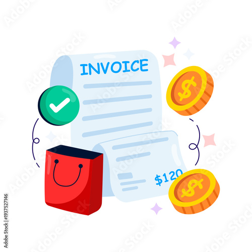 An illustration design of shopping bill 
