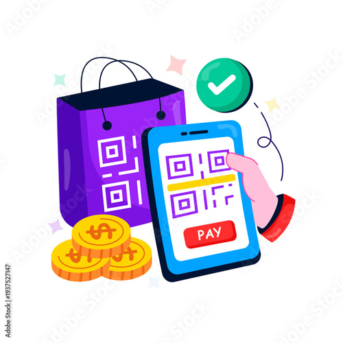 A unique design illustration of contactless payment 