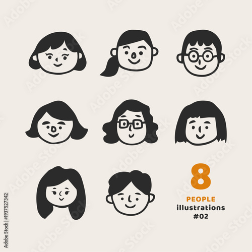 複数の女性のアイコンセット