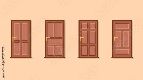 wooden door vector set