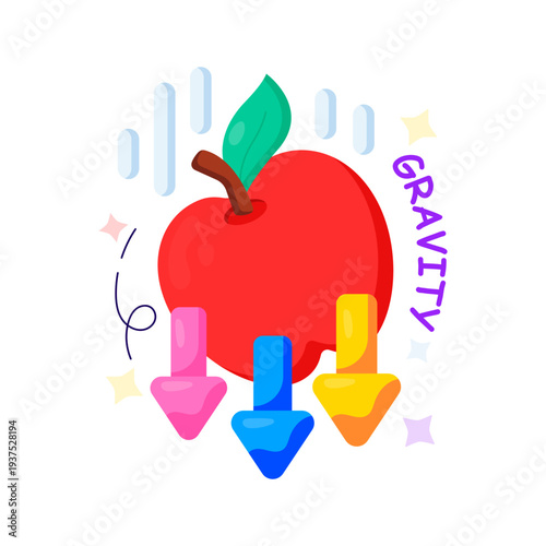 Colored design illustration of falling apple 