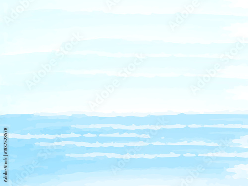 水彩風海と青空