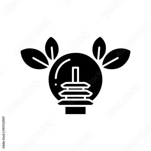 Light bulb with leaves icon