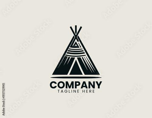 Minimalist teepee tent symbol in clean modern camping vector illustration style