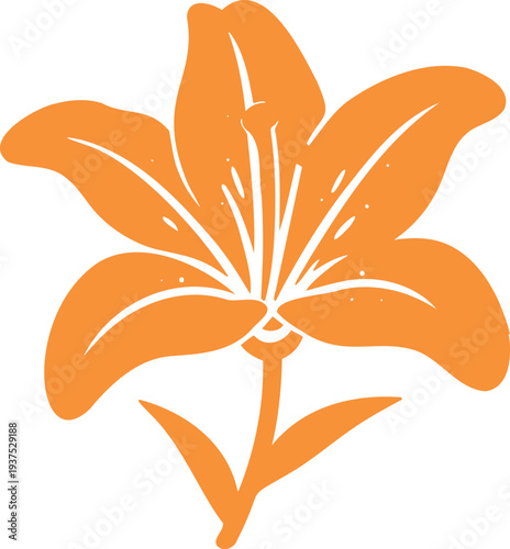 Graceful orange lily illustration with textured detail brings a touch of nature to any design