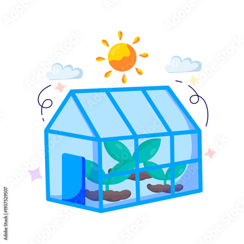 Editable design illustration of greenhouse 