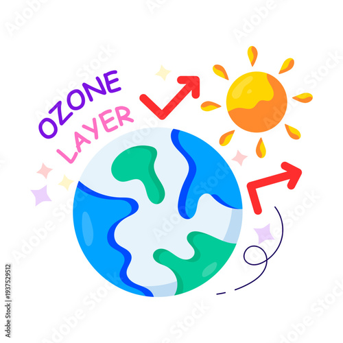Editable design illustration of ozone layer destruction 