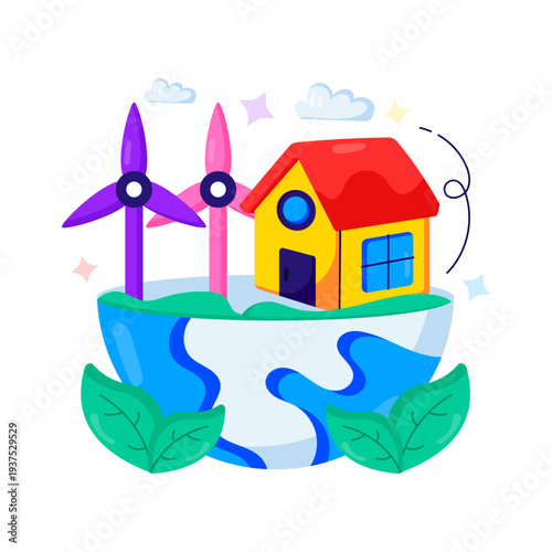 Trendy design illustration of sustainable living 