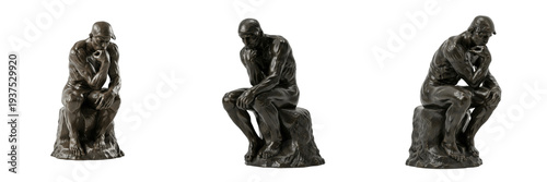 Φωτογραφία The Thinker sculpture isolated on white background random angle full statue on w