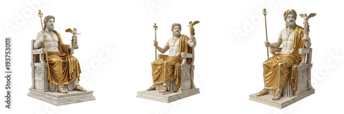 Fotografía Statue of Zeus at Olympia isolated on white background random angle full sculptu